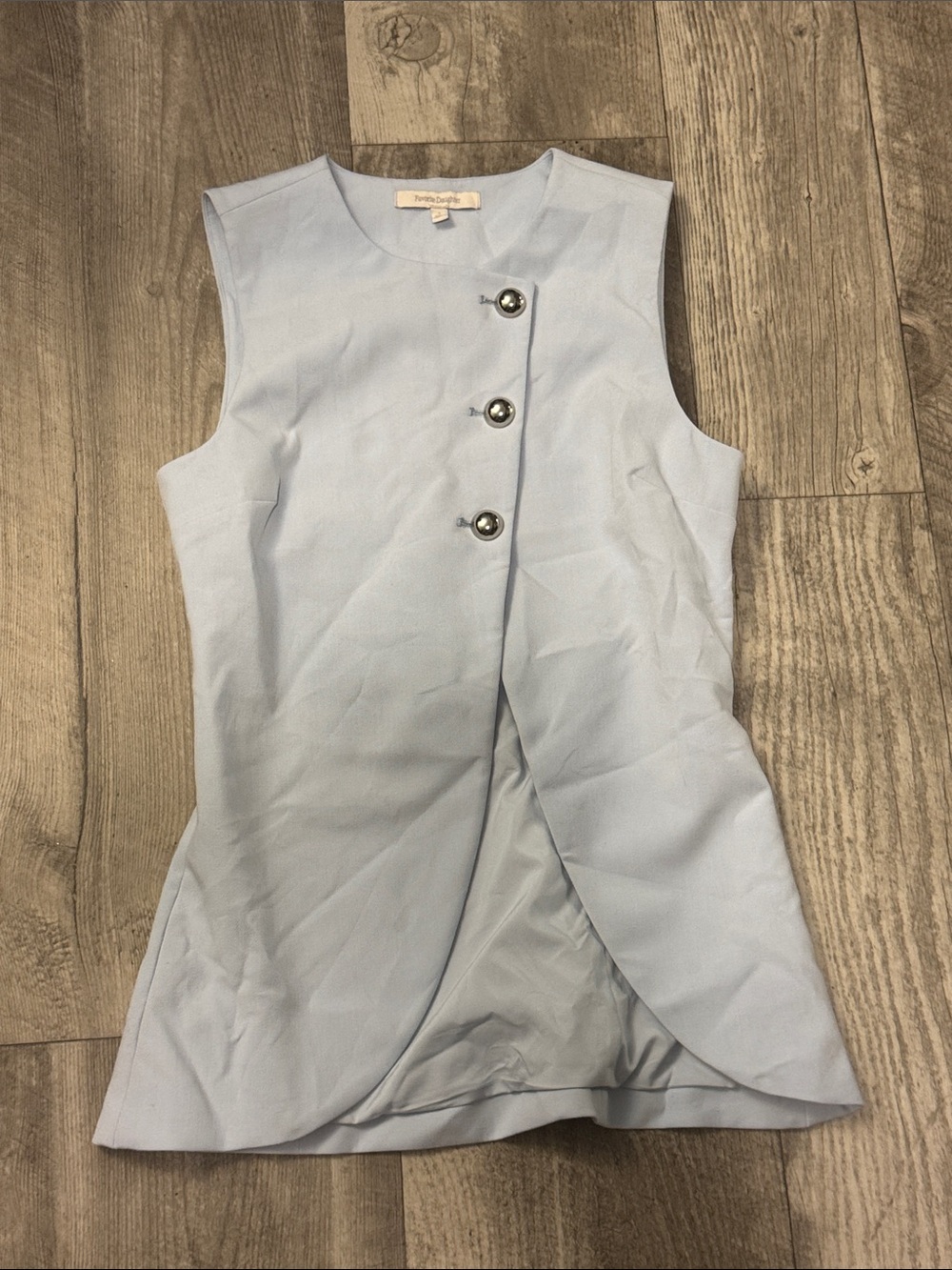 Favorite Daughter Light Blue Sleeveless Button Front Vest